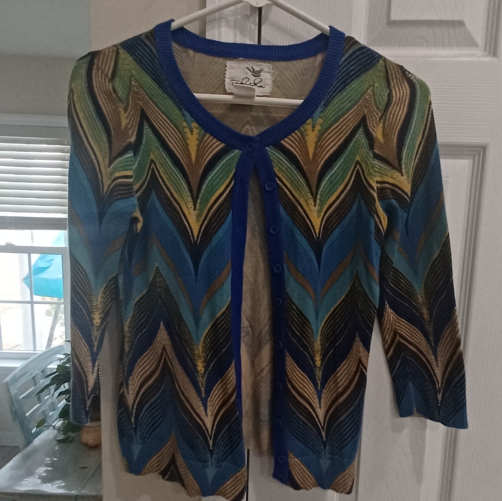 tabitha chevron cardigan gently used sweater xs